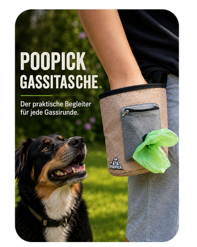 PooPick Gassitasche – wasserabweisender Begleiter für Kotbeutel, Leckerlis und Schlüssel