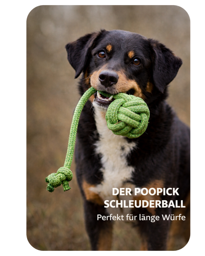 PooPick Schleuderball aus recyceltem Kletterseil – robust und langlebig