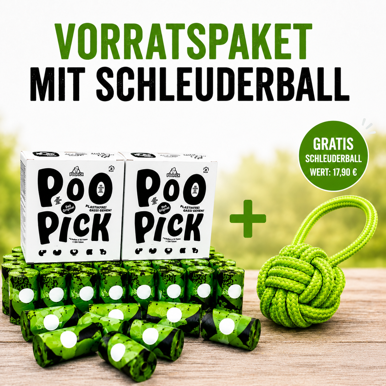 PooPick Vorratspaket 6er Bundle – reißfeste, wasserdichte Hundekotbeutel aus Maisstärke